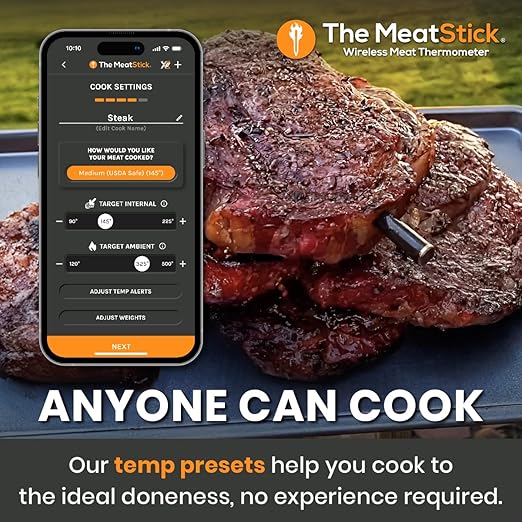 MeatStick Chef Bluetooth Wireless Meat Thermometer, 4-Sensor Slim Probe