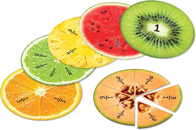 Learning Resources Magnetic Fruit Fractions - Math Manipulatives, Addition and Subtraction, Math Games, Fractions for Kids, Montessori Games, Classroom Must Haves, Teacher Supplies