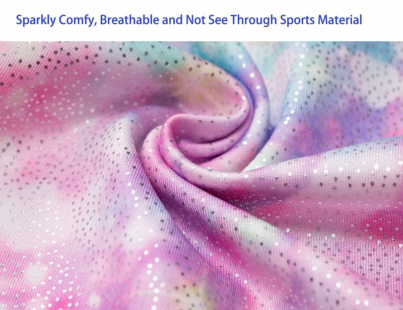 Domusgo Gymnastics Leotards for Girls 6-7 Years Old Puple Hearts Sparkly One Piece Tumbling Outfits