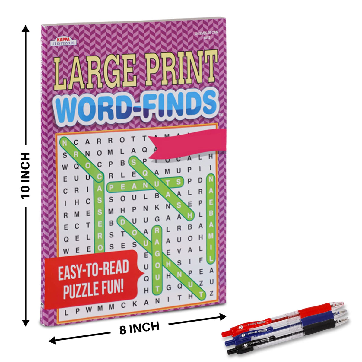 4-Pack 350+ WordSearch Puzzle Books for Adults, Aging Seniors Brain Stimulation Large Print Words Activity Books (Variety Pack Bulk), Paperback – Large and Digest Combo