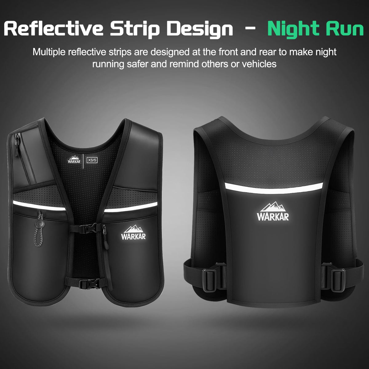 Running Vest, Hydration Backpack with 500ml Water Bladder Adjustable Chest Straps Reflective Strip Design Lightweight Breathable Great for Women Men Run/Hiking/Cycling/Climbing (Black, X-Small-Small)