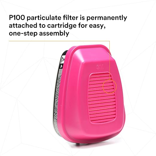 3M 60921 P100 Respirator Cartridge/Filter, NIOSH Approved, 1 Pair, Helps