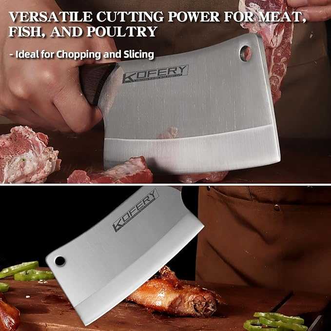 KOFERY 7" Heavy Duty Meat Cleaver for Bone Cutting & Commercial Use