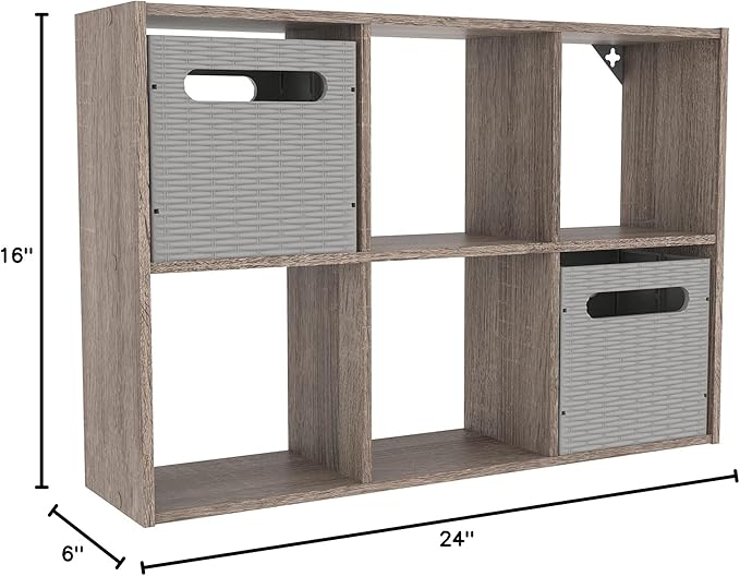 ClosetMaid Mini 6-Cube Desktop or Wall Mount Organizer, Weathered Teak