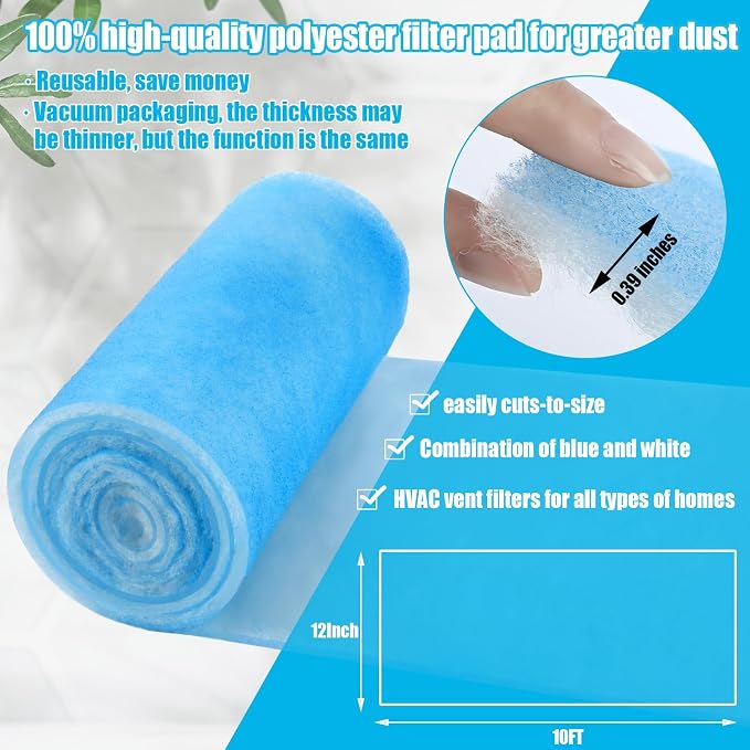 Frienda 12 x 120 Inch Merv 6 Reusable Air Vent Filter Cut to Size Electrostatic