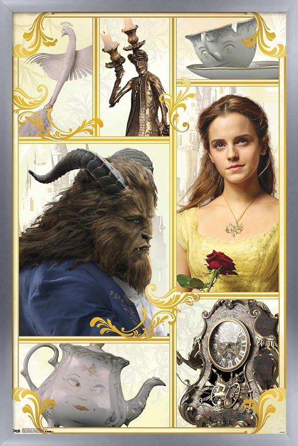 Trends International Disney Beauty And The Beast - Group Wall Poster, 14.725" x 22.375", Silver Framed Version