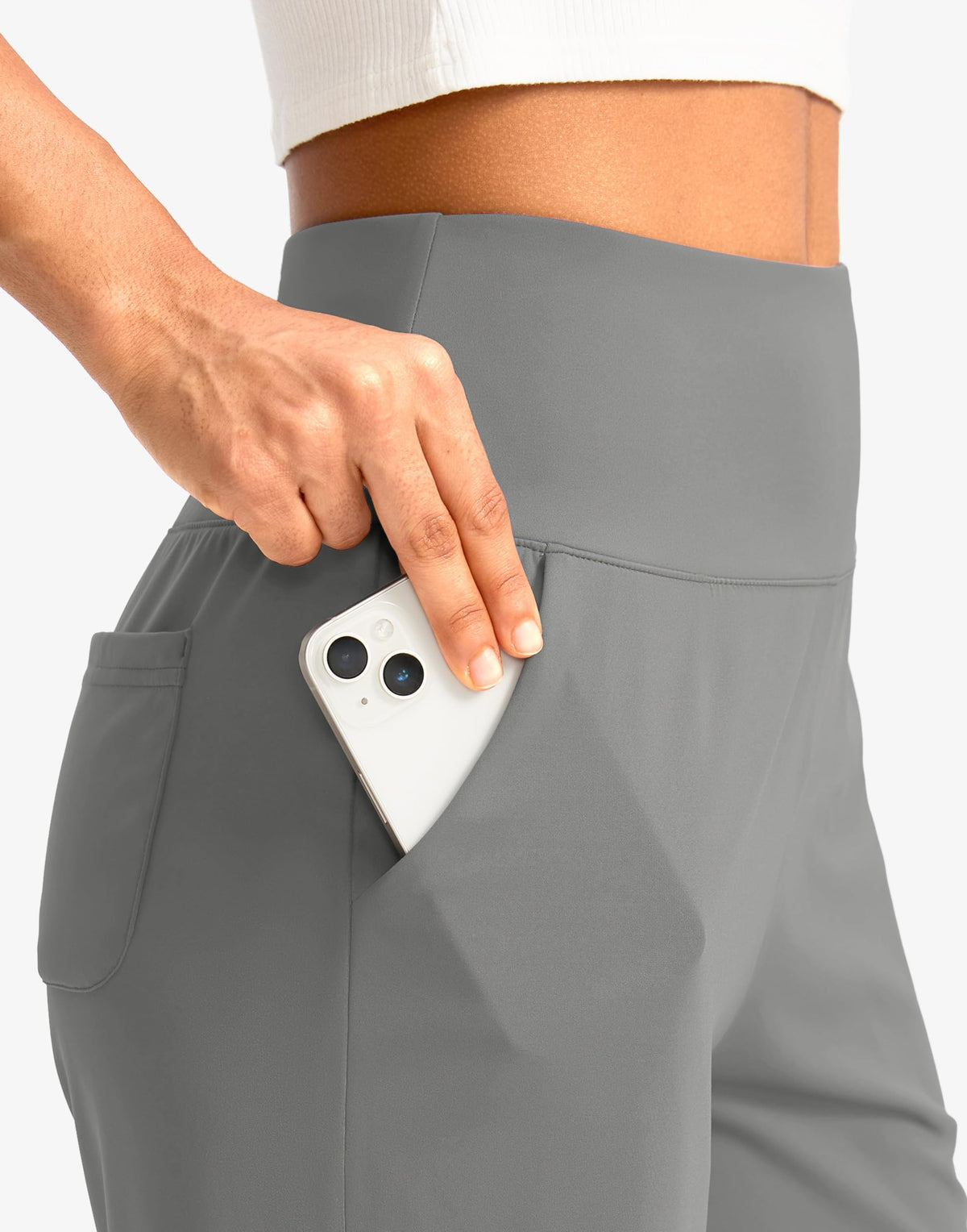 G Gradual Women's Bermuda Long Shorts with Pockets 9" High Waisted Knee Length Shorts for Women Walking Athletic Workout(Light Grey,XL)