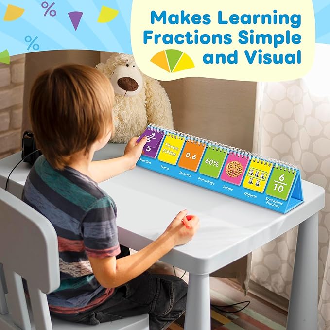 Fraction Manipulatives Elementary School Fraction Circles Decimal Percentage Flip Chart, Math Manipulatives 1st 2nd 3rd 4th 5th Grade Classroom Must Haves Math Games Kids Homeschool Supplies