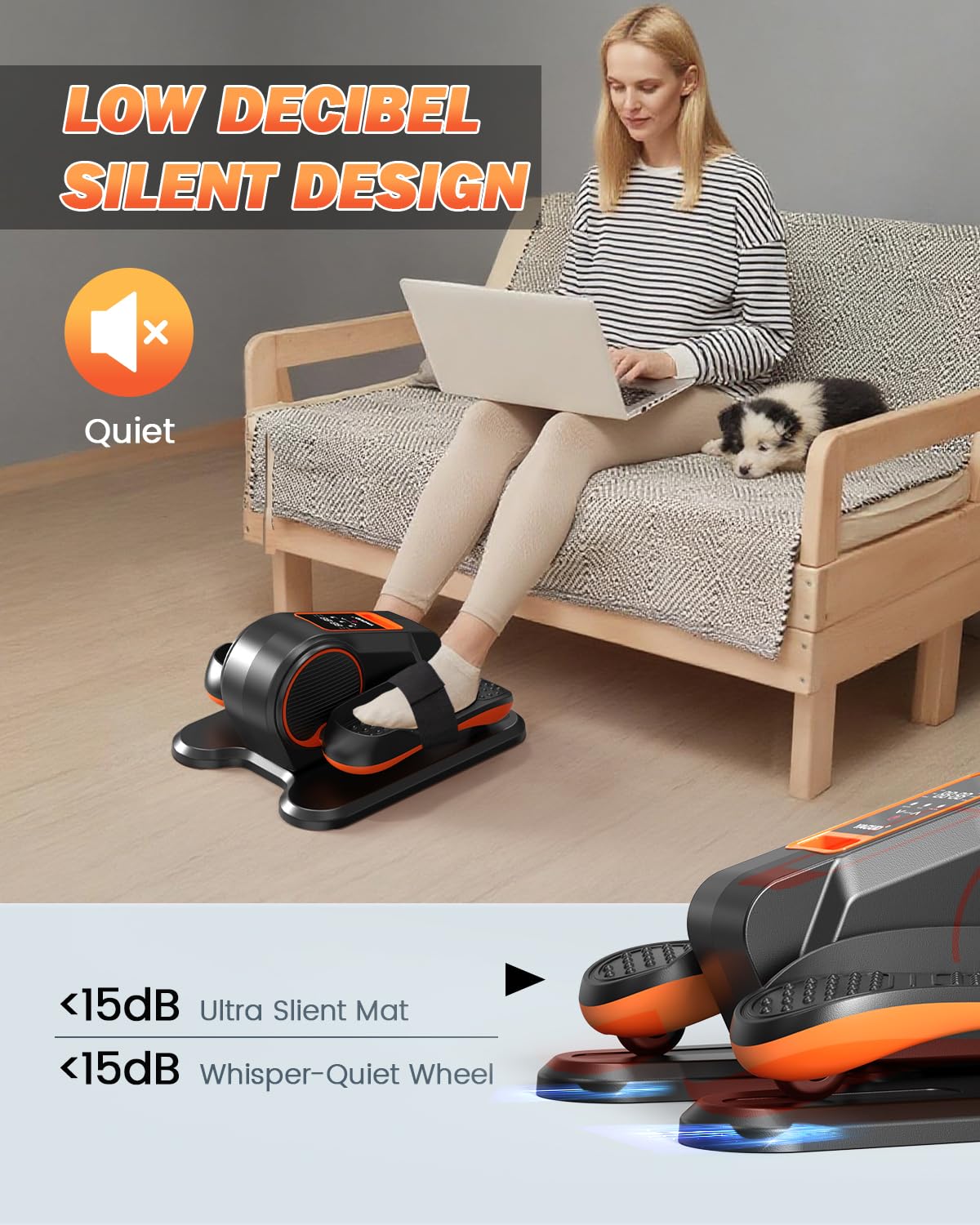 Yagud Under Desk Elliptical Machine, Electric Leg Exerciser as Seen on TV for Senior, Quiet Portable Seated Pedal Exerciser Machine with Remote Control, 12 Adjustable Speeds for Home Office