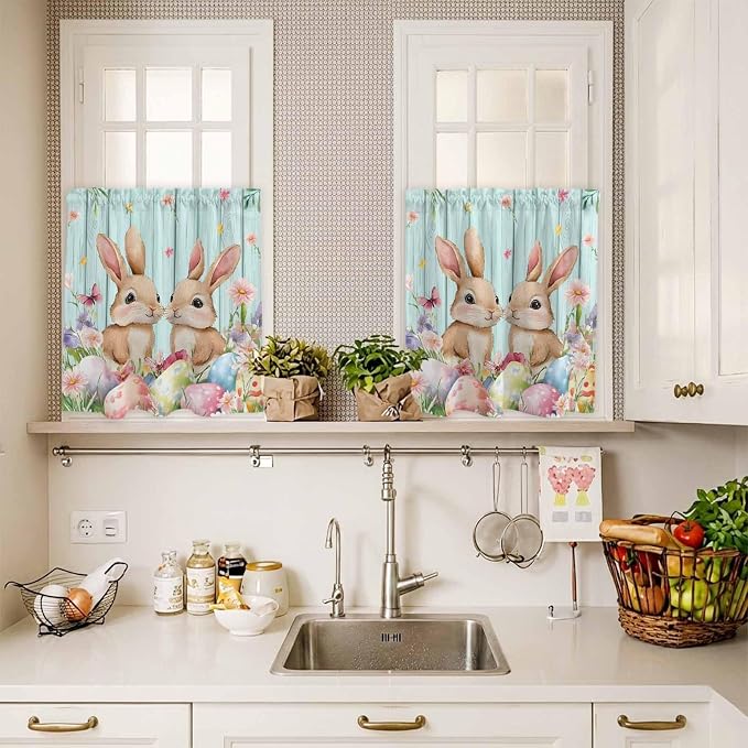 Easter Kitchen Curtains Set 3 Piece