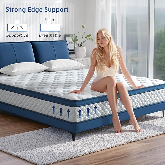 Full Size Mattress, 12 Inch Medium Firm Hybrid Full Bed Mattresses, Memory Foam Mattress in a Box for Pressure Relief, Individual Pocket Spring-Motion Isolation with Edge Support, CertiPUR-US