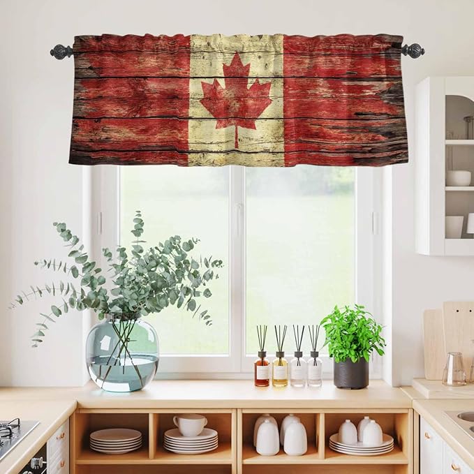Kitchen Curtains Tiers and Valance Set of 3, Canada Light Filtering Window