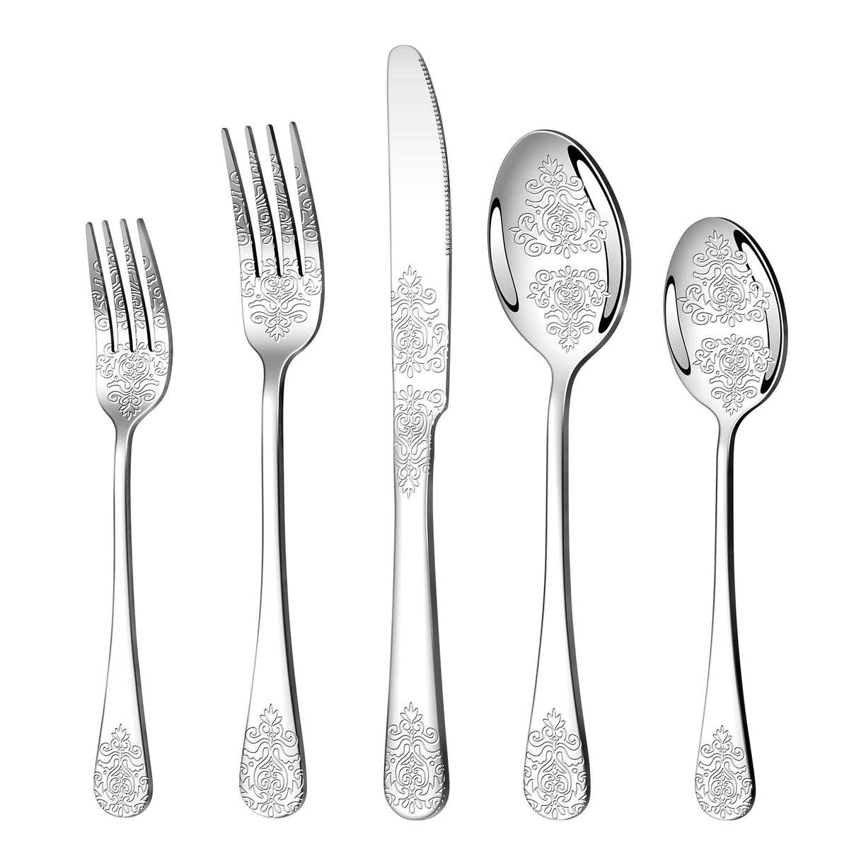 Silverware Set,40-Piece Stainless Steel Flatware Set for 8(Silver)
