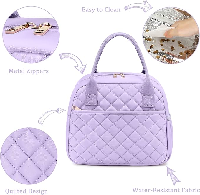 CAMTOP Lunch Box for Women Men Insulated Lunch Bag Lunch Tote Bag Leakproof Thermal Cooler Large Capacity for Travel Work School Picnic (﻿﻿Lavender)