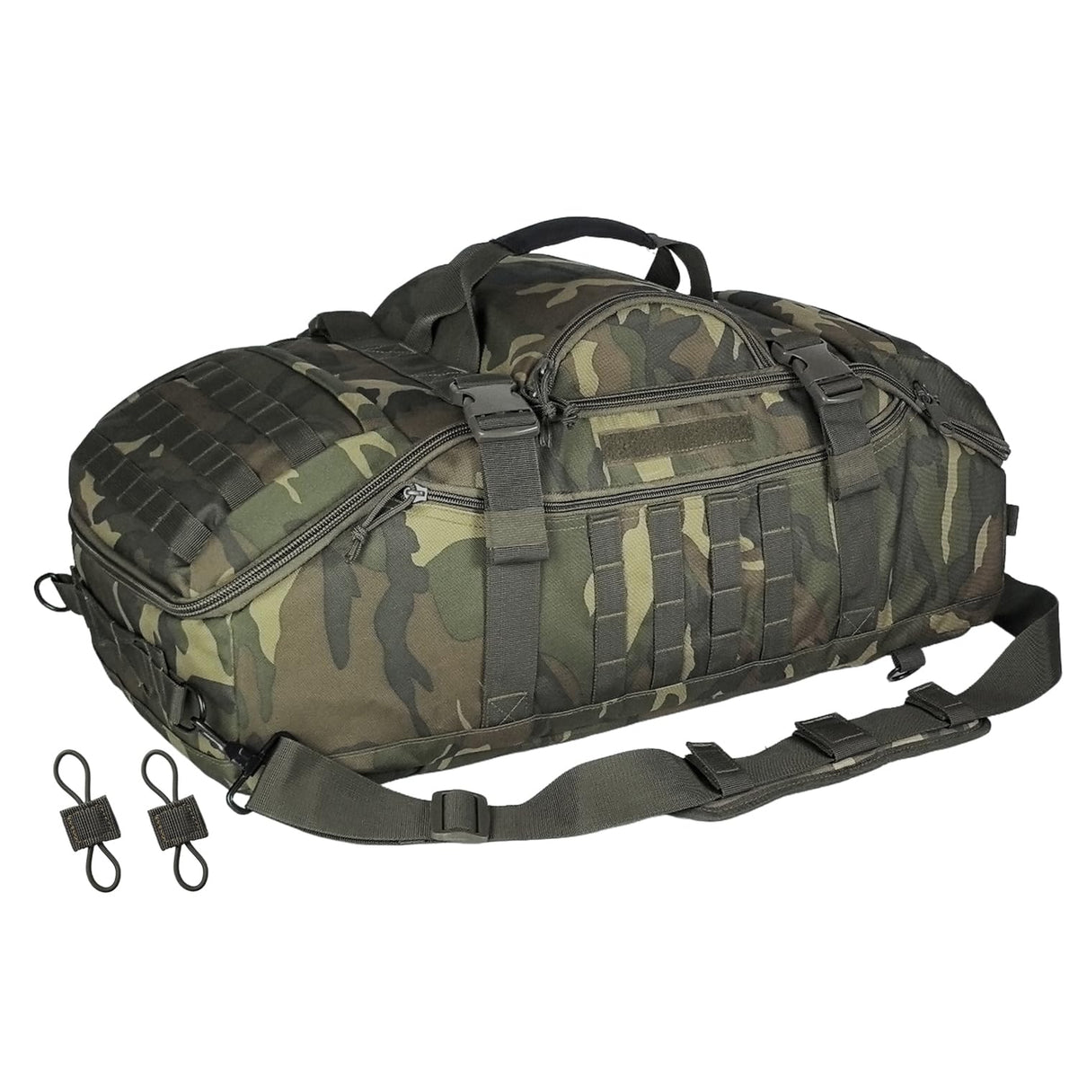 Hannibal Tactical 65L Large Duffle Bag, 3-in-1 Tactical Backpack MOLLE Pack for Sports, Gym, Outdoor, Woodland