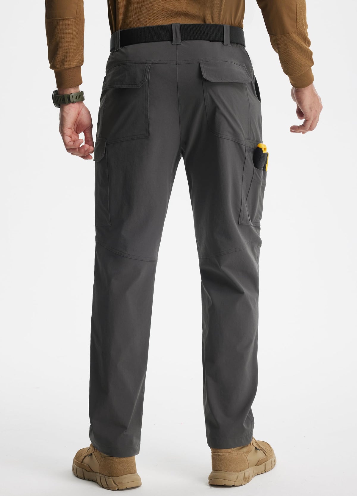Libin Men's Work Pants Hiking Cargo Pants Water Resistant Stretch Tactical Outdoor Trousers with 9 Pockets, Dark Grey, 34W x 32L