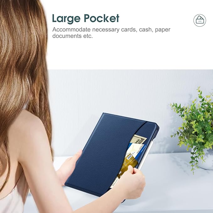 Fintie Folio Case for iPad Pro 11-inch (M5) 2025 / (M4) 2024 - Multiple Angles Viewing Stand Protective Cover with Pencil Holder & Pocket, Auto Wake/Sleep, Navy