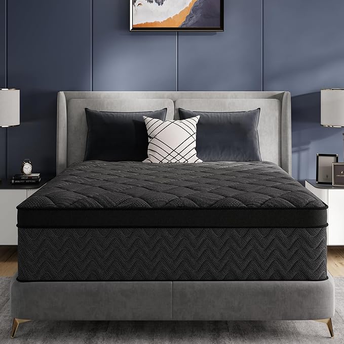 Twin Size Mattress, 12 Inch Luxury Hybrid Twin Mattress in a Box, Medium Firm Mattresses with Cooling Gel Memory Foam & Pocket Springs, Double Additional Support, 365-Night Trial