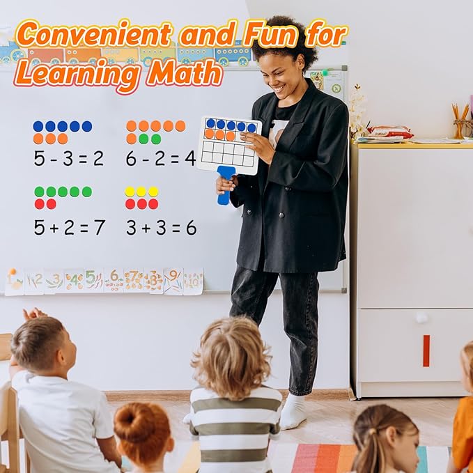 Magnetic Ten Frame Set,5 Dry Erase Paddles & 150 Math Counters,Counting Toys for Kids,Addition and Subtraction Games,Math Manipulatives 1st Grade,Kindergarten Preschool Classroom Must Haves