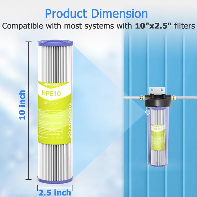 20 Micron Whole House Water Filter Cartridge, Pleated Sediment Filters