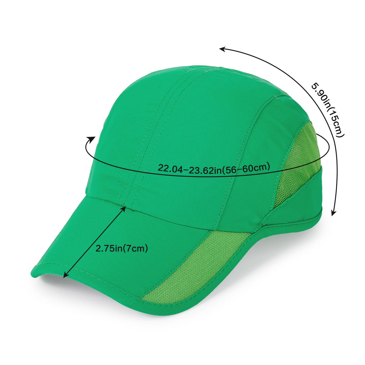 HH HOFNEN Quick Dry Baseball Cap Unstructured Running Cap Water-Resistant UPF 50+ Mesh Golf Sun Hats for Men Women Green