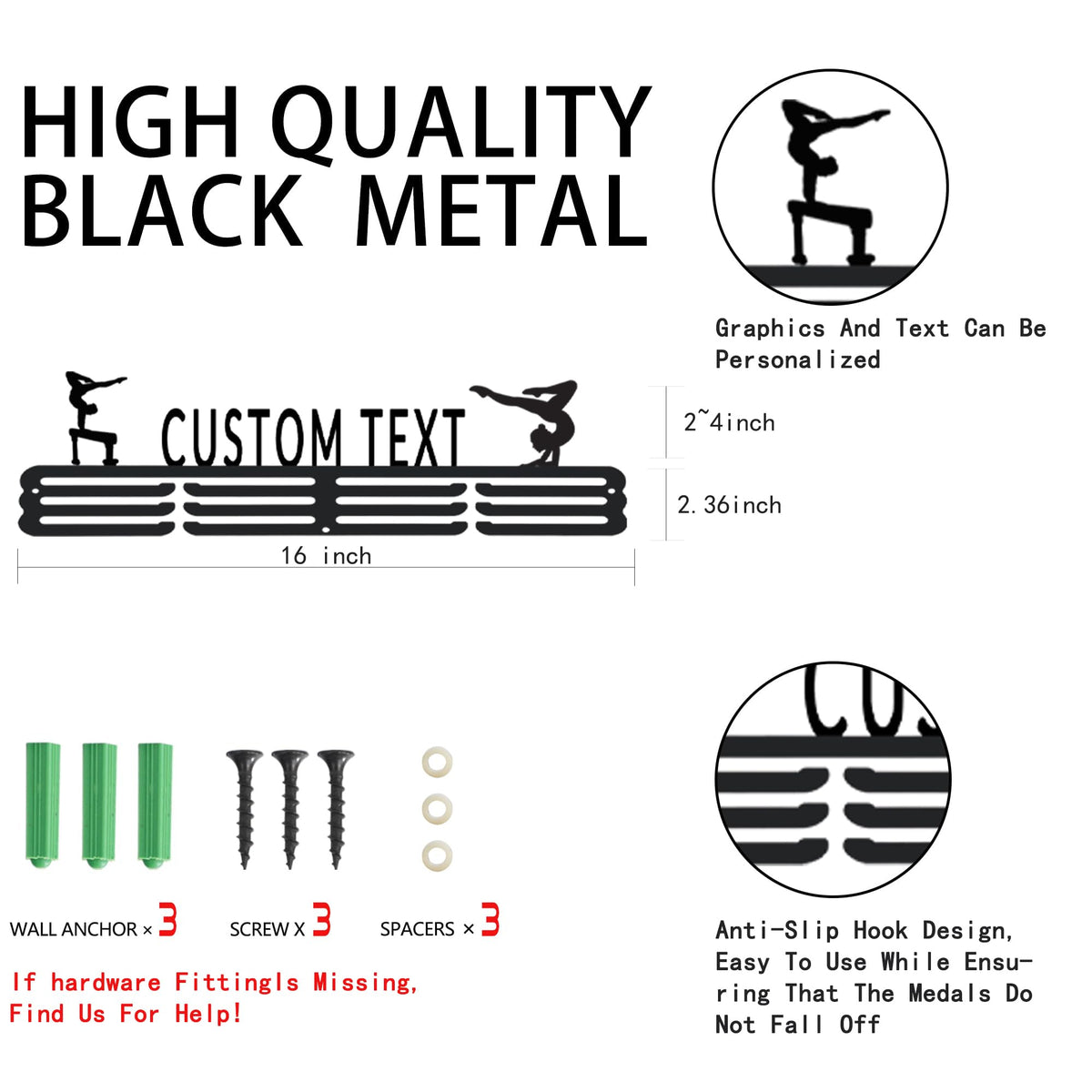 Custom Medal Hanger Display Rack - Personalized Metal Sports Awards Organizer with Name for Wall 60+ Race Plaques Display for Athlete Kids Gymnastic,Run,Soccer,Baseball,Football,Hockey,Basketball