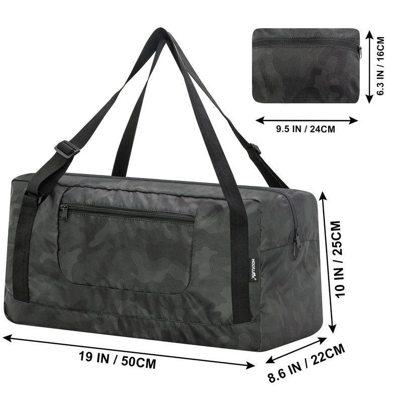 HOLYLUCK Foldable Travel Duffel Bag For Women & Men Luggage Great for Gym (midnight camo)