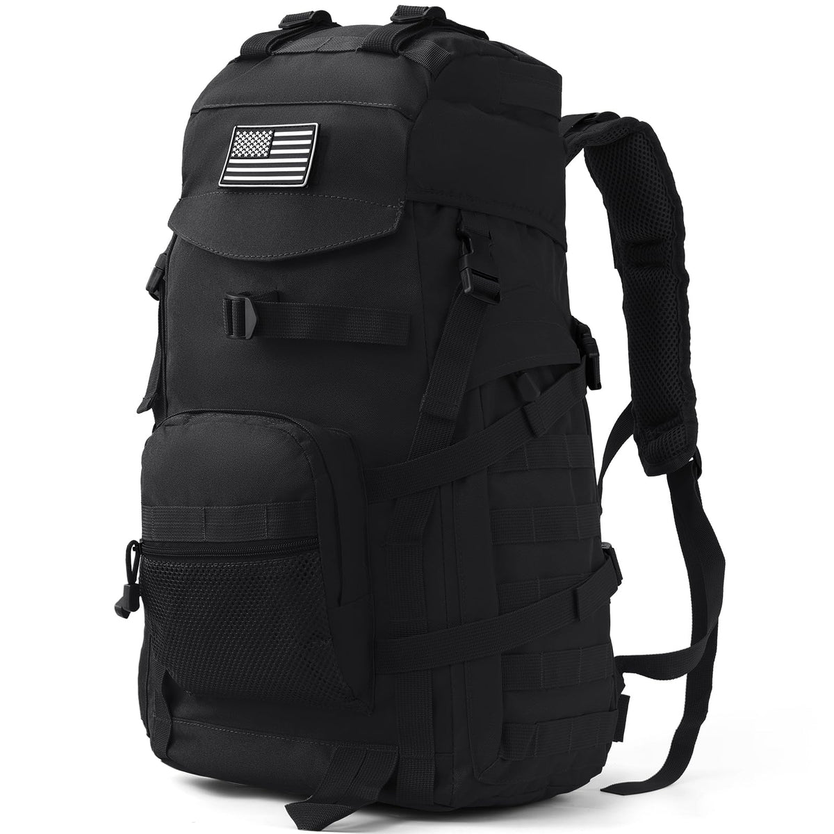 AUMENTAR 50L Tactical Backpack for Men and Women, Water-Resistant Molle Rucksack, Large Military Assault Pack for Hiking, Hunting, Camping, Gym & Outdoor Survival Black