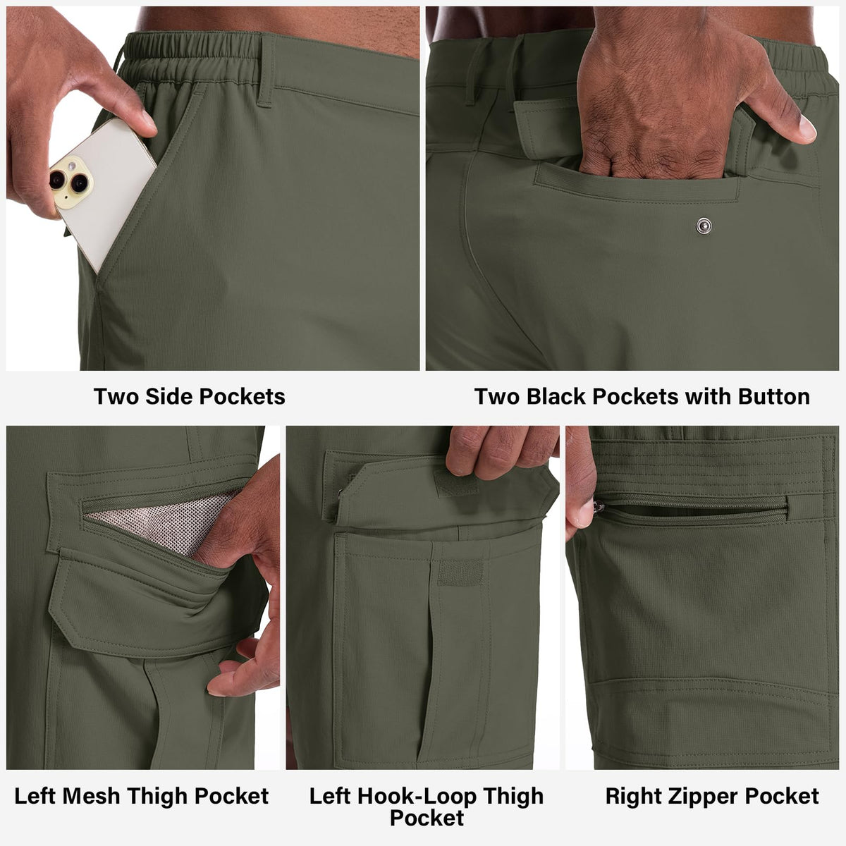 Jessie Kidden Mens Outdoor Casual Expandable Waist Lightweight Water Resistant Quick Dry Fishing Hiking Shorts (6222 Black Camo 38)