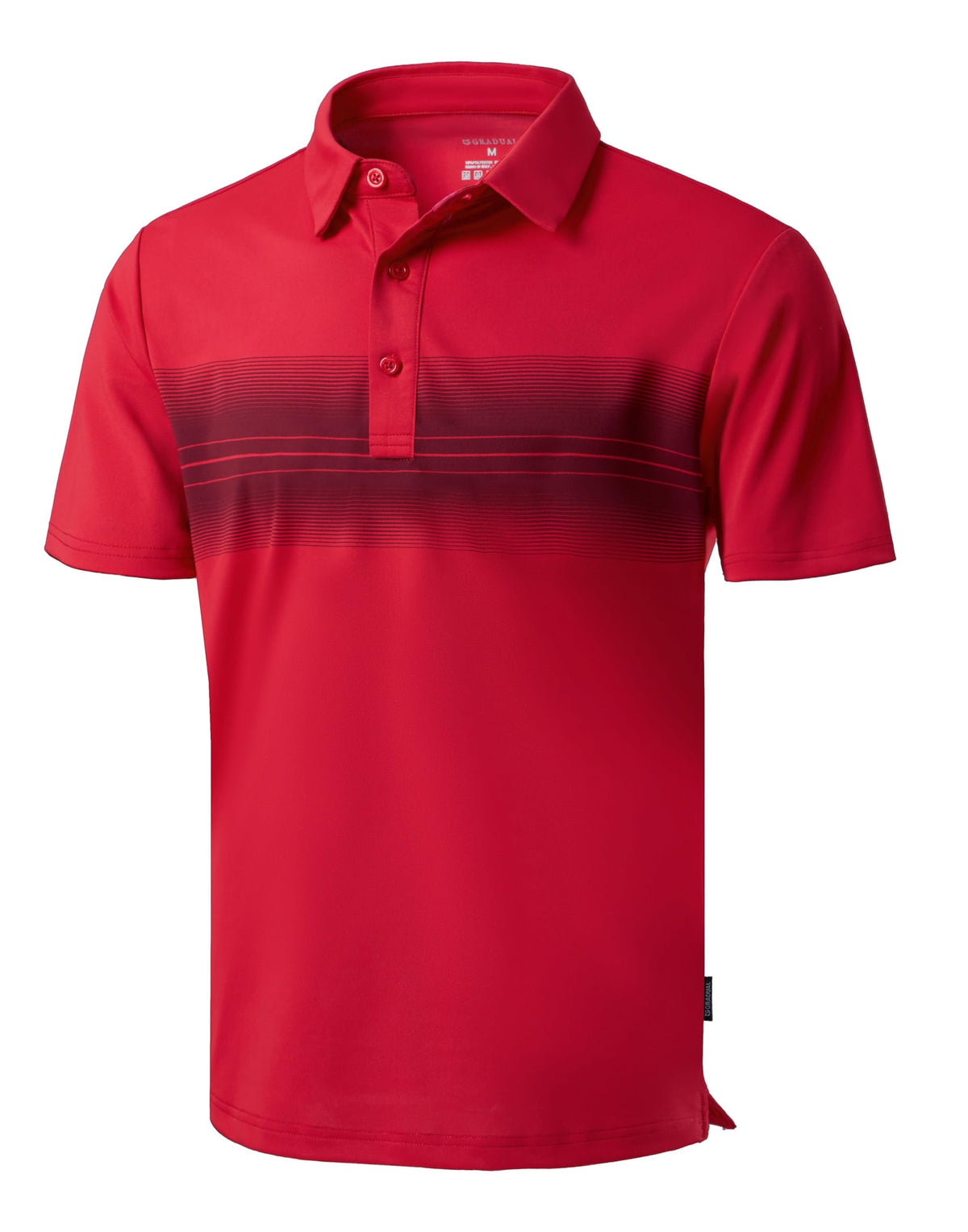 Men's Golf Shirts Dry Fit Moisture Wicking Performance Short Sleeve Collared Polo Shirts for Casual Tennis Bussiness (Red Stripe, L)