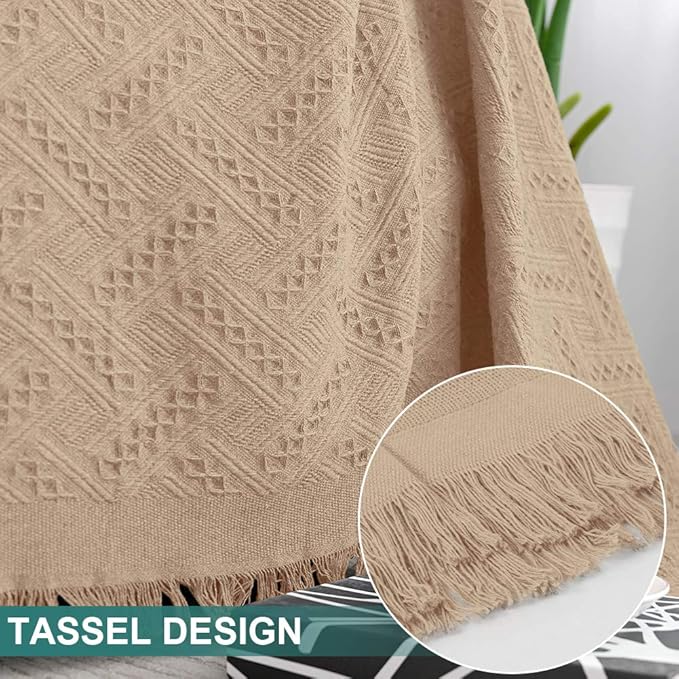 MYSKY HOME Couch Cover Sand Sofa Covers for 2 Cushion Couch Geometrical Sectional Couch Cover Protector Living Room Sofa Throws Sofa Slipcovers for Dogs, Kids (X-Large, 91" x 118", Khaki)
