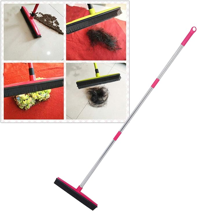 Multifunctional Broom, Telescopic Carpet Rake Rubber Pp 12.6in Brush Easy Wash