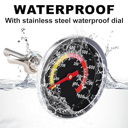 ELFFILLA BBQ Thermometer 2-3/8" Oversized Dial, 50-800°F Smoker Thermometer Weatherproof with Easy Read Numbers - Grill Temp Gauge for Charcoal Grill & Meat Smoking Kit Includes Mounting Hardware