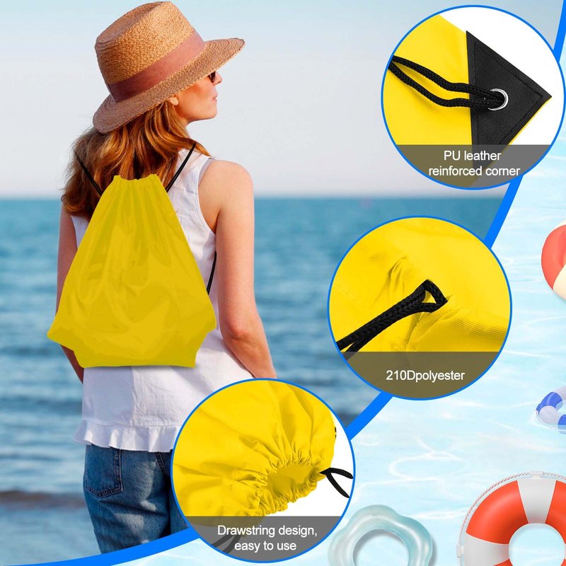 PLULON 2Pcs Drawstring Bags Bulk, Yellow Drawstring Backpack String Backpack Cinch Sack Sport Gym Backpack Bags for Yoga Traveling Outdoor Sports