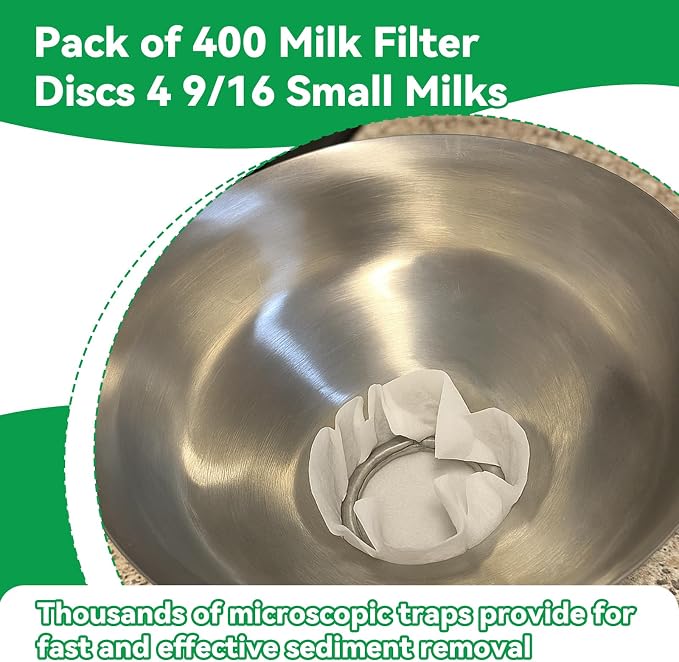 400 Pack Milk Filter Discs Quick Flow Non-gauze Small 4-9/16" Od Replacement