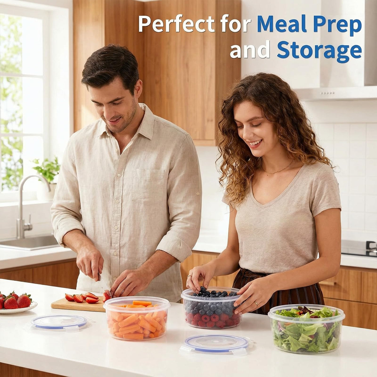 Food Storage Containers 4Pcs, Airtight and Leak-Proof, Airtight Plastic Containers, Leakproof Containers Set, Multi-Size for Kitchen and Meal Prep(Clear)
