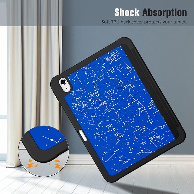 Fintie SlimShell Case for iPad (A16) 11th Generation 11 Inch (2025), iPad 10th Generation 10.9 Inch (2022) - Flexible Soft TPU Stand Back Cover with Pencil Holder, Constellation Blue