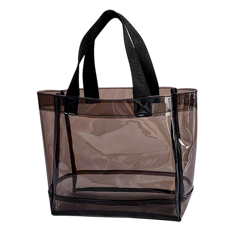 TotePrint Clear 1 Packs Small Tote Work Bag,8.27 inches x 7.87 inches x 3.15 inches Gift Wrap Handbag for Bridal and Birthday Party,Travel Makeup Pouch with Handle (1pcs-black)