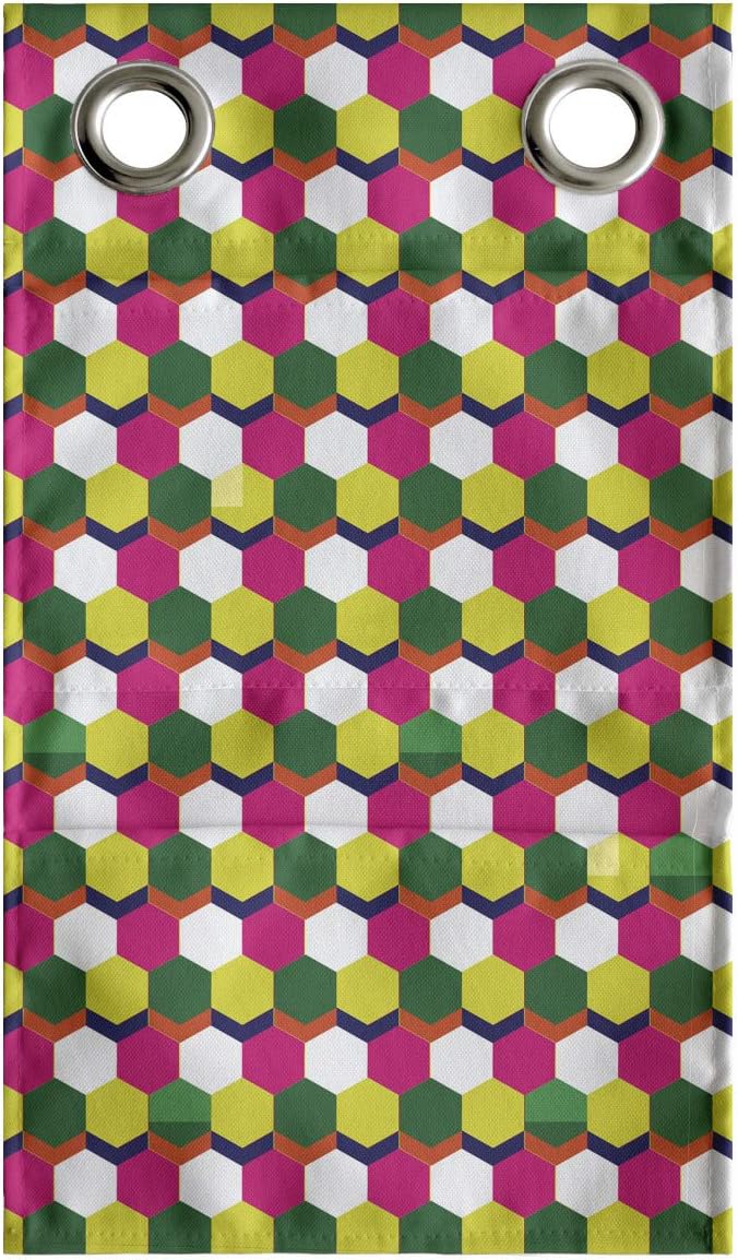 Ambesonne Abstract Hanging Pocket Organizer, Pattern of Mini Hexagons in Various Spring Tones, Printed Polyester Storage Bag with Pockets, 9" x 16", Multicolor