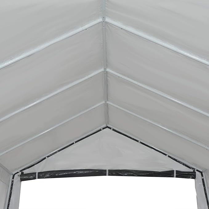 Outsunny 12' x 20' Carport Portable Garage, Heavy Duty Storage Tent, Patio Storage Shelter w/Anti-UV PE Cover and Double Zipper Doors, for Motorcycle Bike Garden Tools, Gray