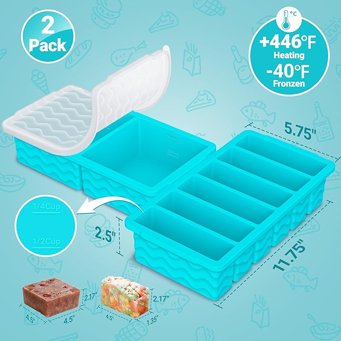 4-Pack Silicone Freezer Trays with Lid, Soup Freezer Container Molds