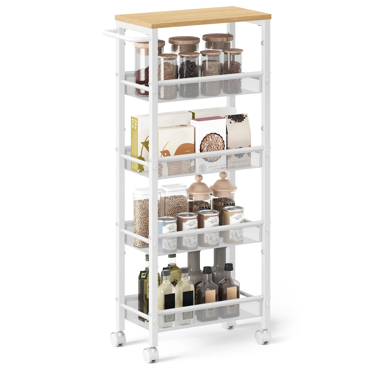 VASAGLE 5-Tier Slim Rolling Storage cart with Wheels, 5.1 Inches, Metal