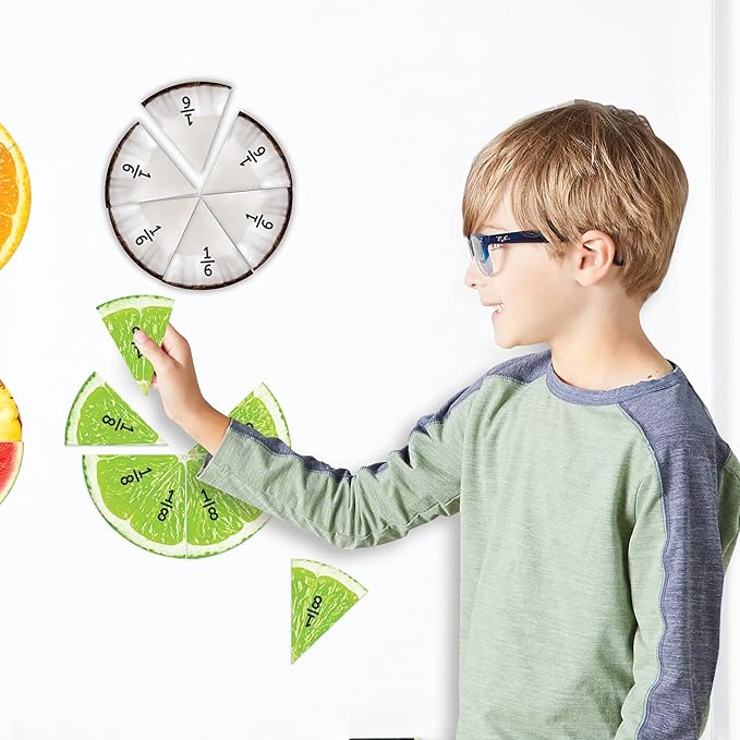 Learning Resources Magnetic Fruit Fractions - Math Manipulatives, Addition and Subtraction, Math Games, Fractions for Kids, Montessori Games, Classroom Must Haves, Teacher Supplies