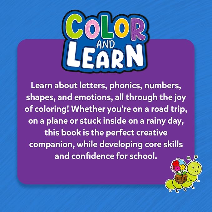 Skillmatics Color & Learn Activity Book – Letters, Numbers, Phonics & Shapes, 12 Retractable Mess-Free Crayons & 50 Pages, Educational Gift for Toddlers and Preschoolers Ages 3, 4, 5, 6