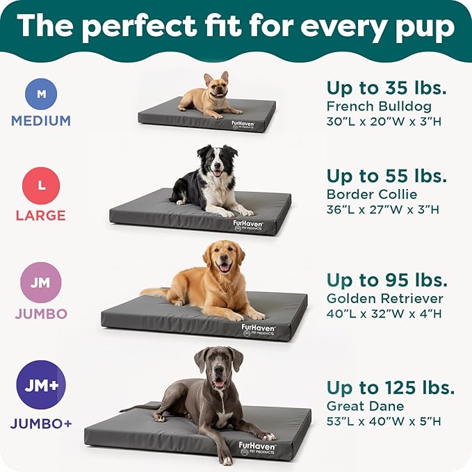 Furhaven Replacement Dog Bed Cover Water-Resistant Indoor/Outdoor Logo Print Oxford Polycanvas Mattress, Washable - Deep Lagoon, Jumbo (X-Large)