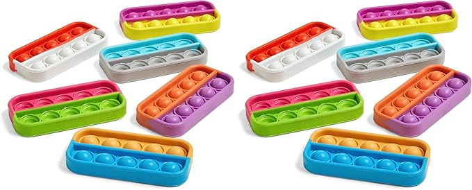 hand2mind Ten Frame Sensory Bubble Poppers,Push Pop Fidget Toys for Kids,Math Manipulatives Kindergarten,Calm Down Corner Supplies,Fine Motor Skills,Toddler Car Toys for Travel (Set of 6),(Pack of 2)