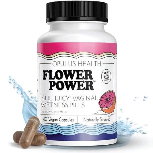 Flower Power She Juicy Feminine Support Capsules – 60 ct | Slippery Elm Bark Supplement for Women | Natural Hydration & Wellness | pH Balance Support | Made in USA | Vegan & Non-GMO