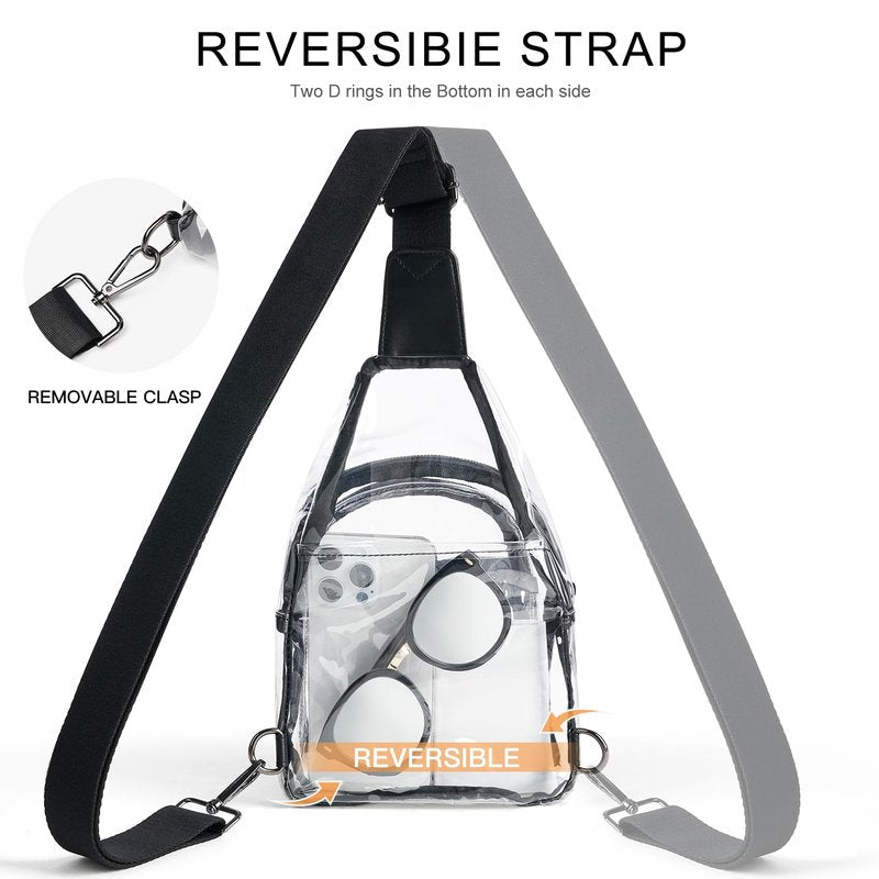 Leresas Clear Sling Bag for Stadium Events Women Men Transparent Purse Stadium Approved Clear Backpack Concerts Black-1