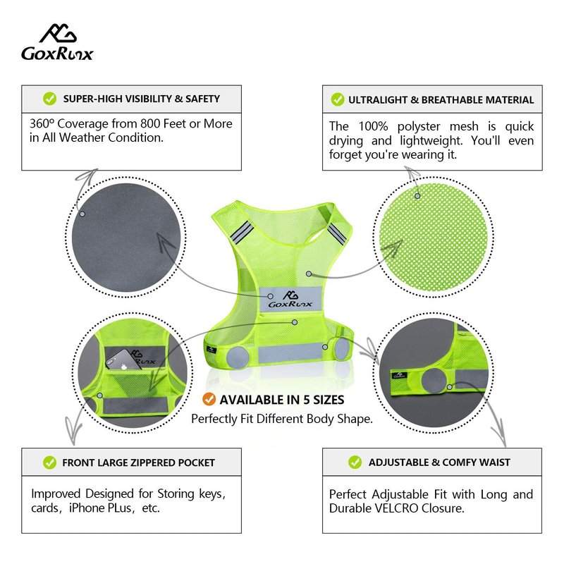 Reflective Vest Running Gear,Lightweight Reflective Safety Vests with Arm Bands