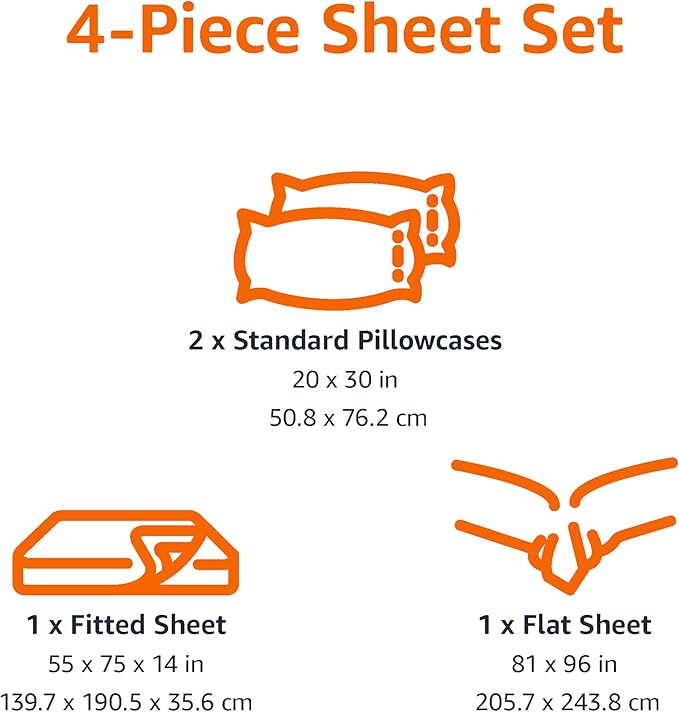 Amazon Basics Microfiber Kids' Sheet Set with Pillowcase, 4 Piece, Full, Green Stripes